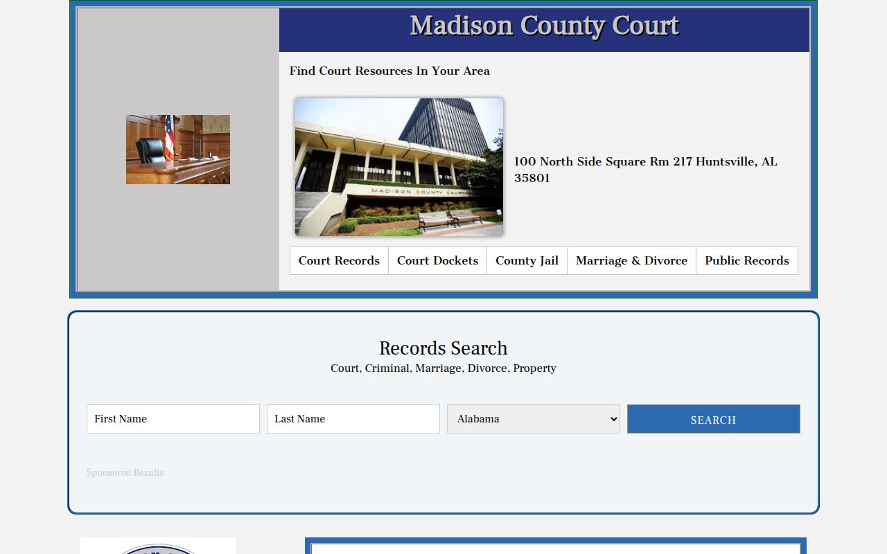 Madison County Court Records Search website